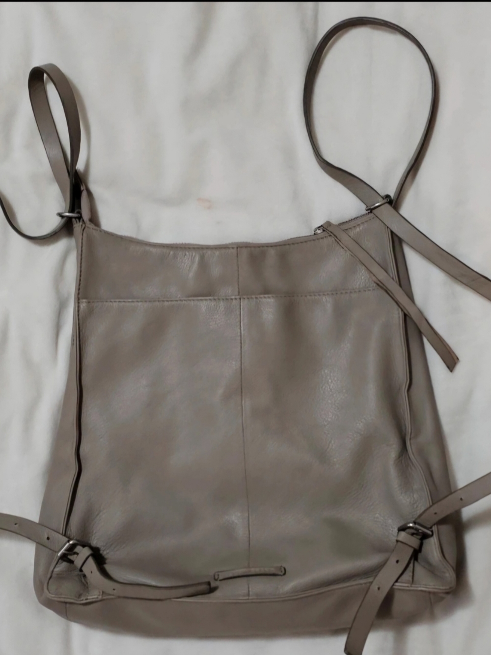 Lucky Taupe Leather Backpack Style Bag